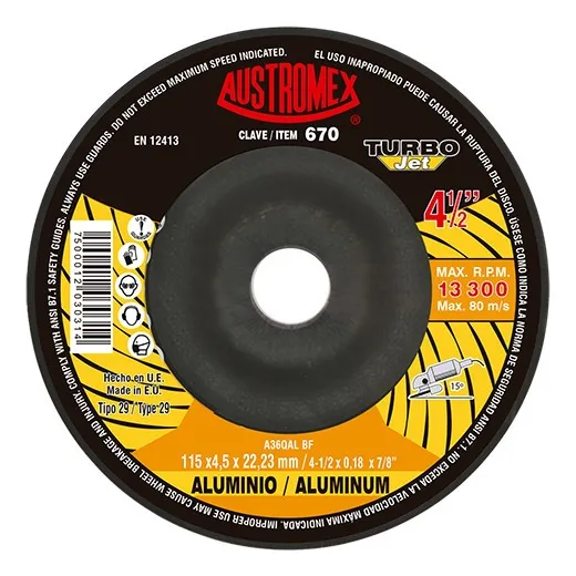 Disco De Desbaste Aluminio Austromex 670 4-1/2 PLG