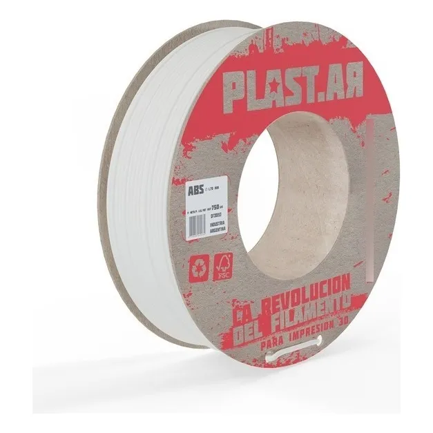 Filamento Impresora 3d Plastar Abs 1,75 1kg - Dropix 3d Color Blanco