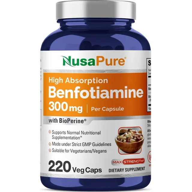 Benfotiamina 300 Mg Nusapure 220 Cápsulas Vegetales Sin Sabor