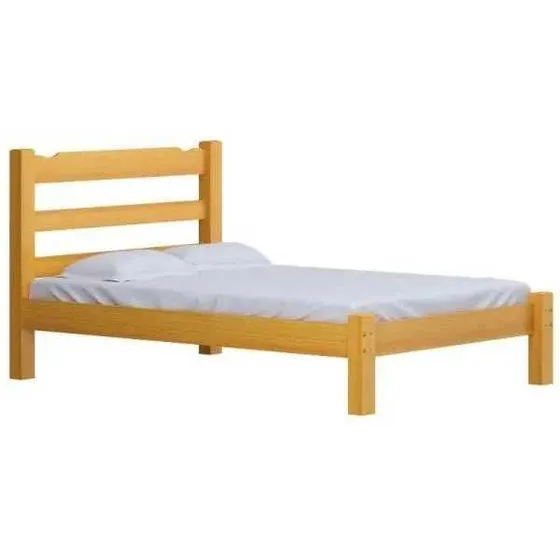 Cama Casal Esmeralda De Madeira Maciça Reforçada Cerejeira