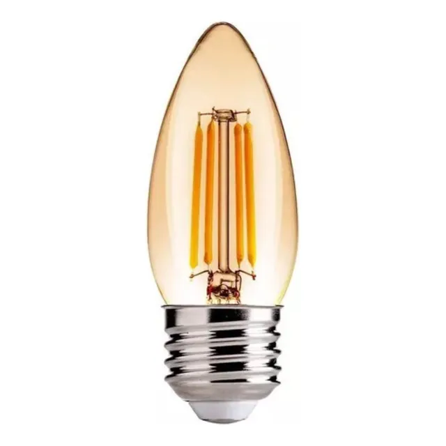 Lampara Filamento Led Vela C35 4w  Cálida E27