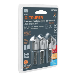Juego De 3 Brocas Avellanadores Hss Truper 102383 Juego De 3 Brocas Avellanadores Hss Truper 102383