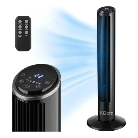 Ventilador De Torre Silencioso Con Control Remoto Negro 1.02 M 127v 60hz Negro