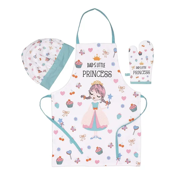 3 Pieza Cocina Para Niño 100 % Algodon Delantal Chef