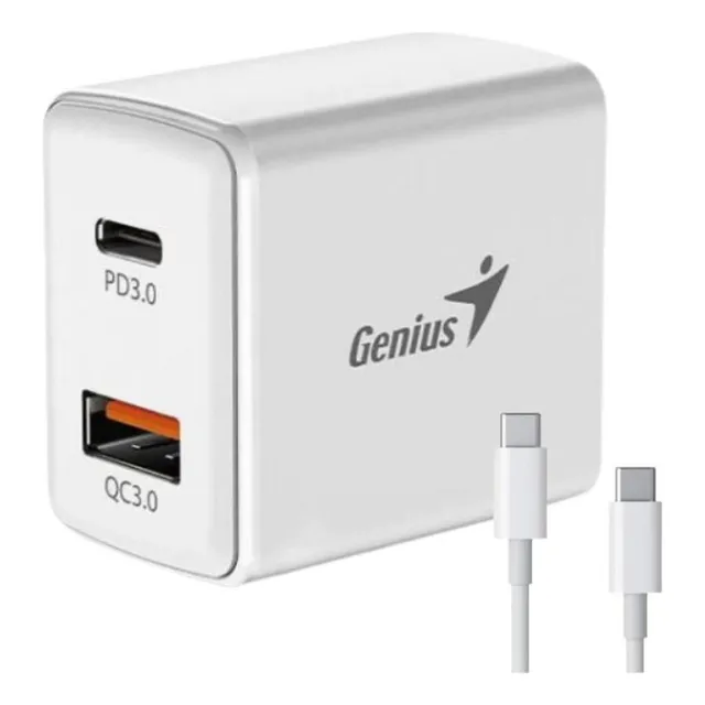 Cargador Genius Pd-20acp 20w Fastcharge + Cable 3a De C A C Color Blanco