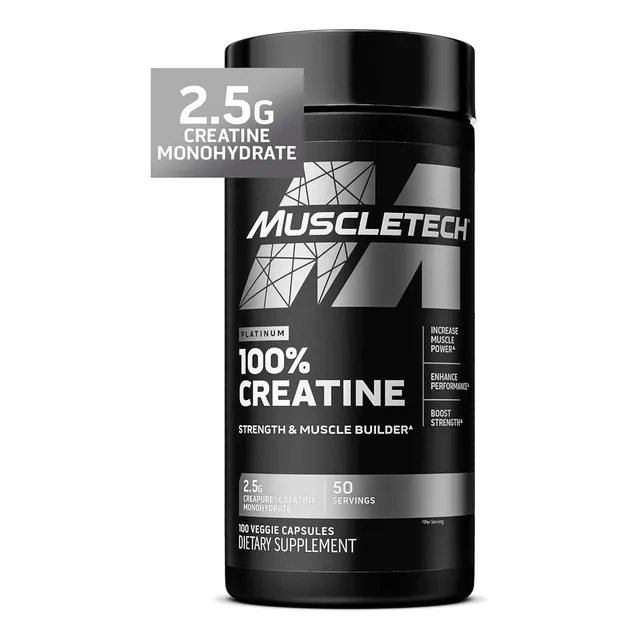 Creatina Muscletech Platinum 100% 100 Capsulas 50 Servicios