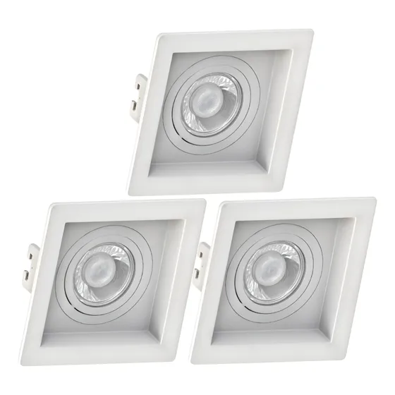Kit 3 Spot Embutir Recuado Direcionável + Lâmpada Led Par20