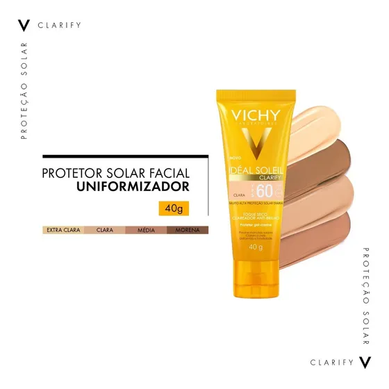 Protetor Solar Fps60 Idéal Soleil Cor Pele Clara 40g Vichy