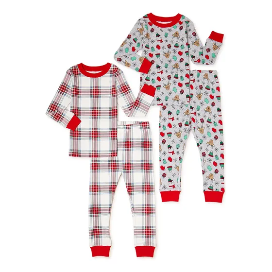 Conjunto De Pijama Navideño De Algodón Para Niños Niñas