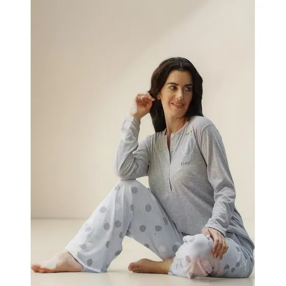 Pijama Invierno Botones Lunares Amamantar - Doncelle 1304-22