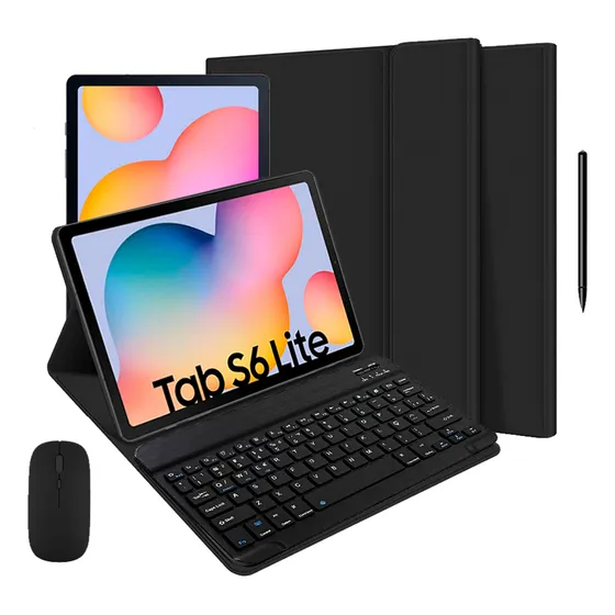 Capa + Teclado Abnt2 + Mouse + Bolsa Para Galaxy S6 Lite