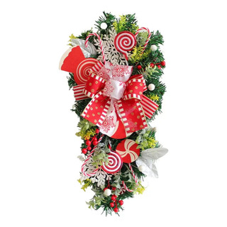 ~ Corona De Navidad Con Bastón De Caramelo Para Colgar ~ Corona De Navidad Con Bastón De Caramelo Para Colgar