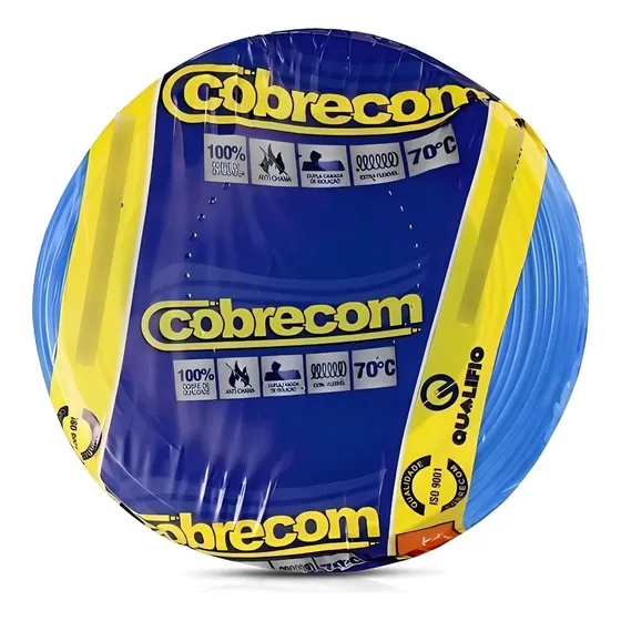 Cabo Flexível 2,5mm 70g 750v Azul Rolo Com 100m Cobrecom