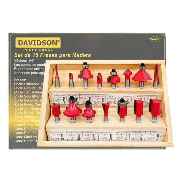 Kit 15 Fresas Para Router Mechas Madera | Davidson