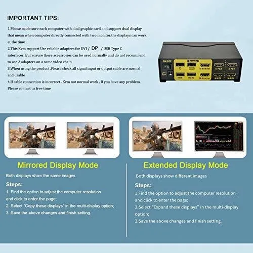 Monitor Dual Kvm Switch Hdmi 2 Puerto Interruptor 4k 30