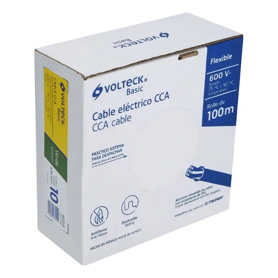 Cable Eléctrico Cal 10 Alucobre 100 M Verde Volteck CCA-10V