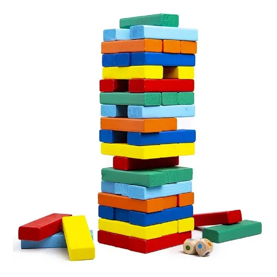 Jenga Colores 54 Piezas Juego Educativo Yenga Juego Mesa ,