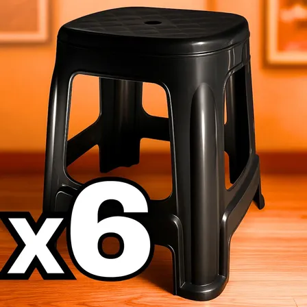 Banqueta Sufin Reforzada XL X6 Plástico Color negro brilloso