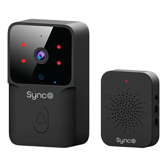 Synco timbre wifi inteligente camara ring seguridad offline microfono multimelodia doorbell recargable vision nocturna audio bidireccional