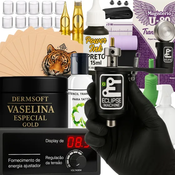 Kit De Tatuagem Completo Profissional Tatuador Iniciante