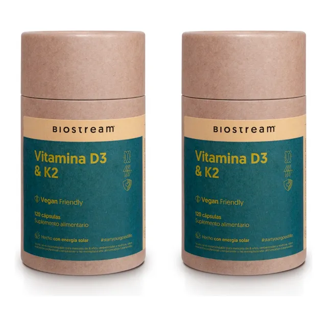 Pack X 2 Vitamina D3 & K2 120 Caps Vegano +energia Biostream