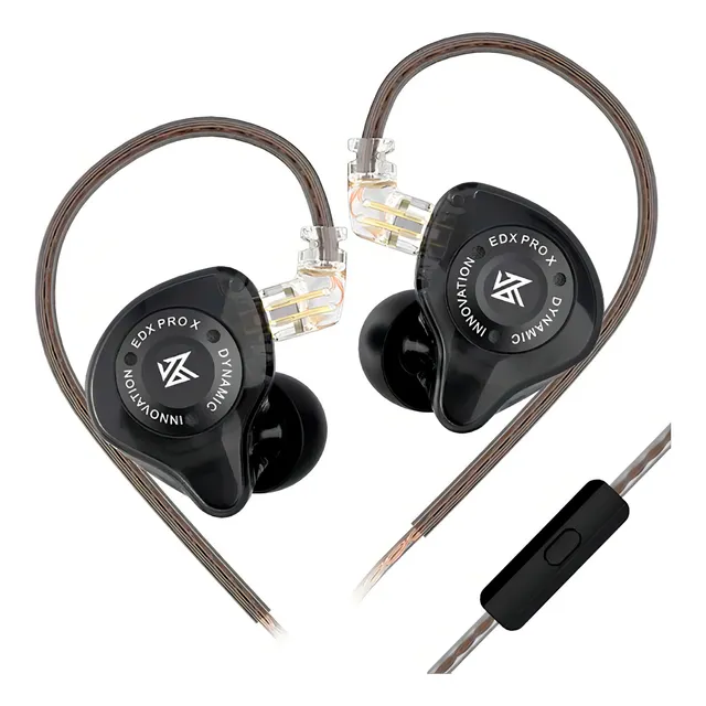 Auriculares Kz Edx Pro X negros con micrófono