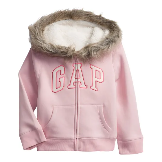 Blusa Moletom Sherpa Logo Gap Rosa Bebê Menina