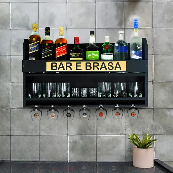 Barzinho Bar Adega Parede Cantinho Churrasco Decoração Mdf