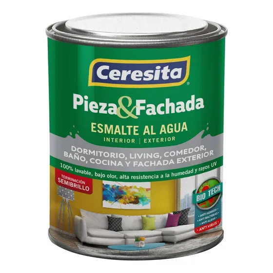 Esmalte Al Agua Pieza Y Fachada ¼ Galón Blanco Ceresita