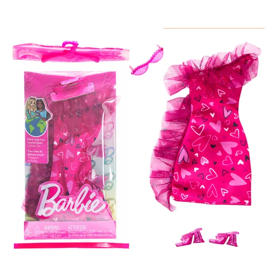 Ropa Barbie - Vestido De Corazones Zapatos Y Anteojos