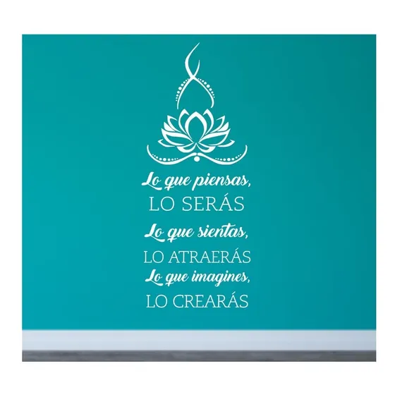 Vinilos Decorativos Pared Buda Flor De Loto Mas Frase Media