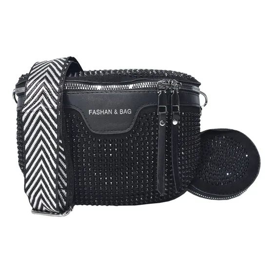 Riñonera Tresher Fashan Con Strass Y Monedero Importada