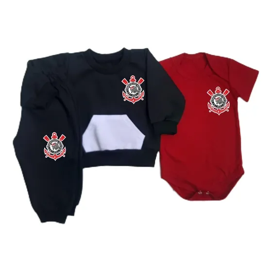 Kit Agasalho Bebê Corinthians 3 Peças