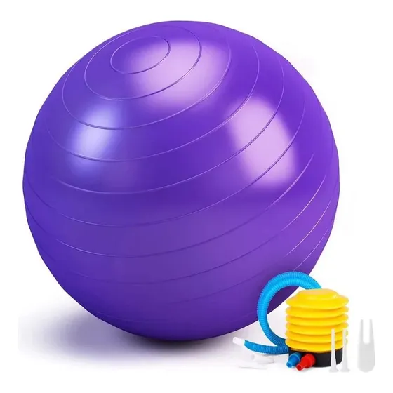 Pelota Balón Terapéutico Fitball Yoga Pilates 75cm Inflador Color Morado