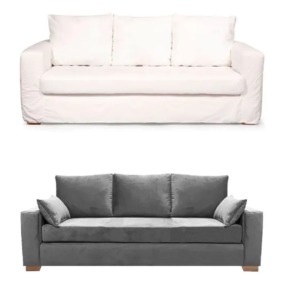 Sillon Sofa 3 Cuerpos Premium Pana Antimanchas + Funda Tusor