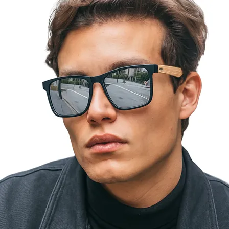Óculos De Sol Masculino Haste Madeira Bambu Proteção Uv400
