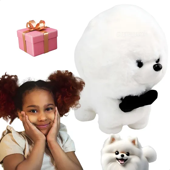 Pelúcia Lulu Da Pomerânia Macia E Fofinha Presente Infantil Cor Branco