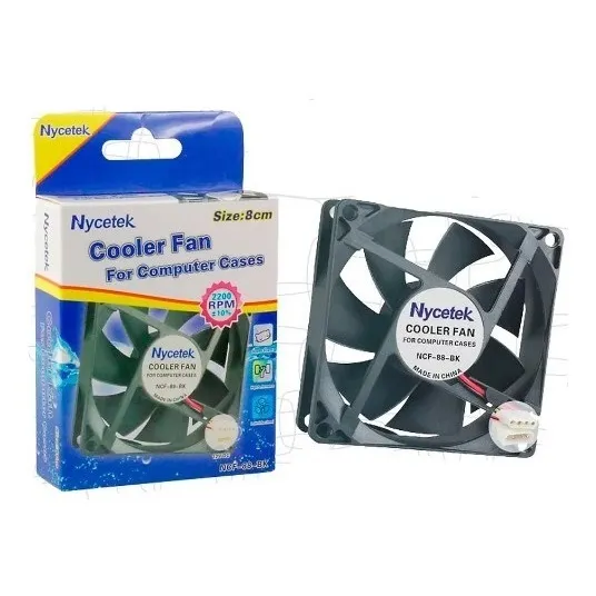 Ventilador Fan Cooler Case 8 Cm 8 X 8 Nycetek 12v 4 Pines Pc
