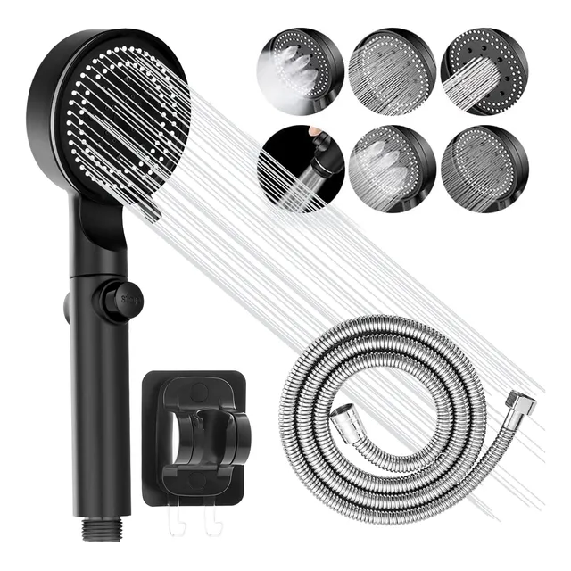 Kit De Ducha Teléfono Manguera Soporte Cromado Acero Inoxida