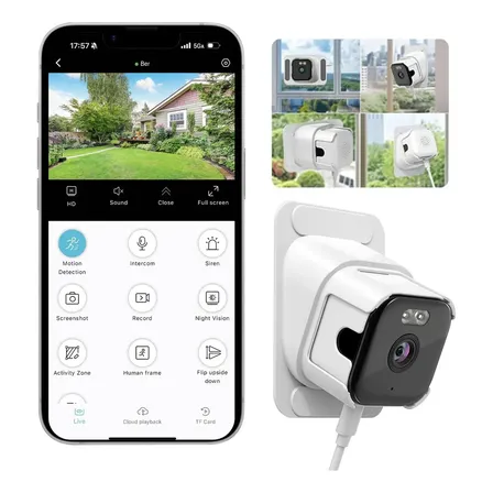 Câmera de janela externa Wi-Fi branca de 2,4/5 Ghz
