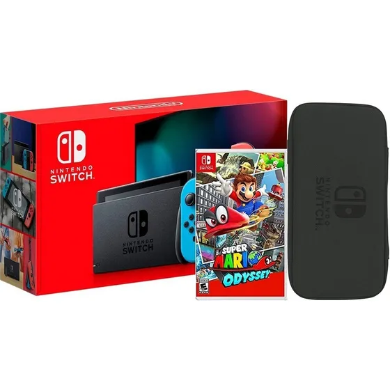 Nintendo Switch Neon + Super Mario Odyssey Fisico + Estuche
