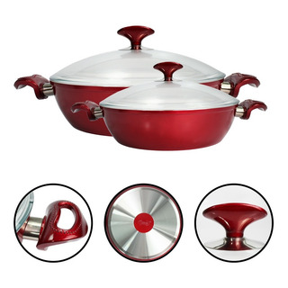 Jogo Caçarolas Antiaderente Cerâmico Com Tampa Wok Alta Jogo Caçarolas Antiaderente Cerâmico Com Tampa Wok Alta