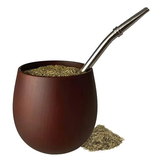 Mate De Madera En Acacia Negra Con Bombilla Y Cepillo