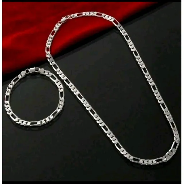 Cadenas Con Pulsera Enchapado De Plata 925 - 75 Cm Y 20 Cm