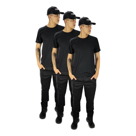Kit 03 Uniforme Mecânico Calça Brim + Camiseta Malha Fria
