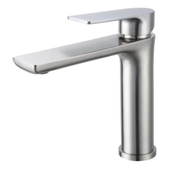 Llave Mezcladora Toscana Monomando De Lavabo Acero Inoxidable Satinado Color Gris Mb-696