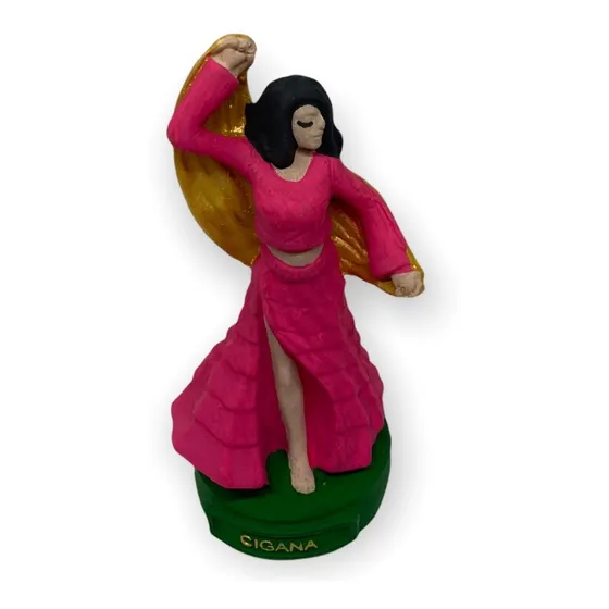 Escultura Imagem Cigana Rosa Em 10 Cm Em Resina