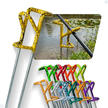 Suporte Vara De Pesca Apoio Armador Emborrachado Reforçado Amarelo/preto