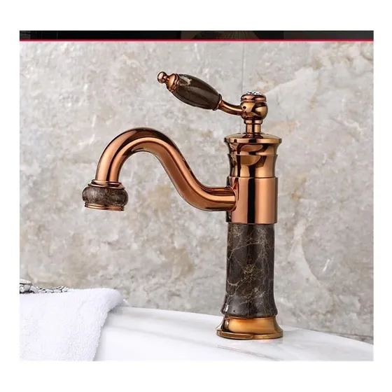 Grifo Lavabo Mezclador Agua Fregadero Luz Dorada Lujo Estilo
