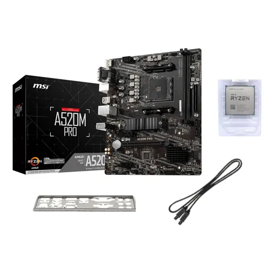 Kit Upgrade Pc Gamer Ryzen 5 3600 + Msi A520m Pro Sem Cooler